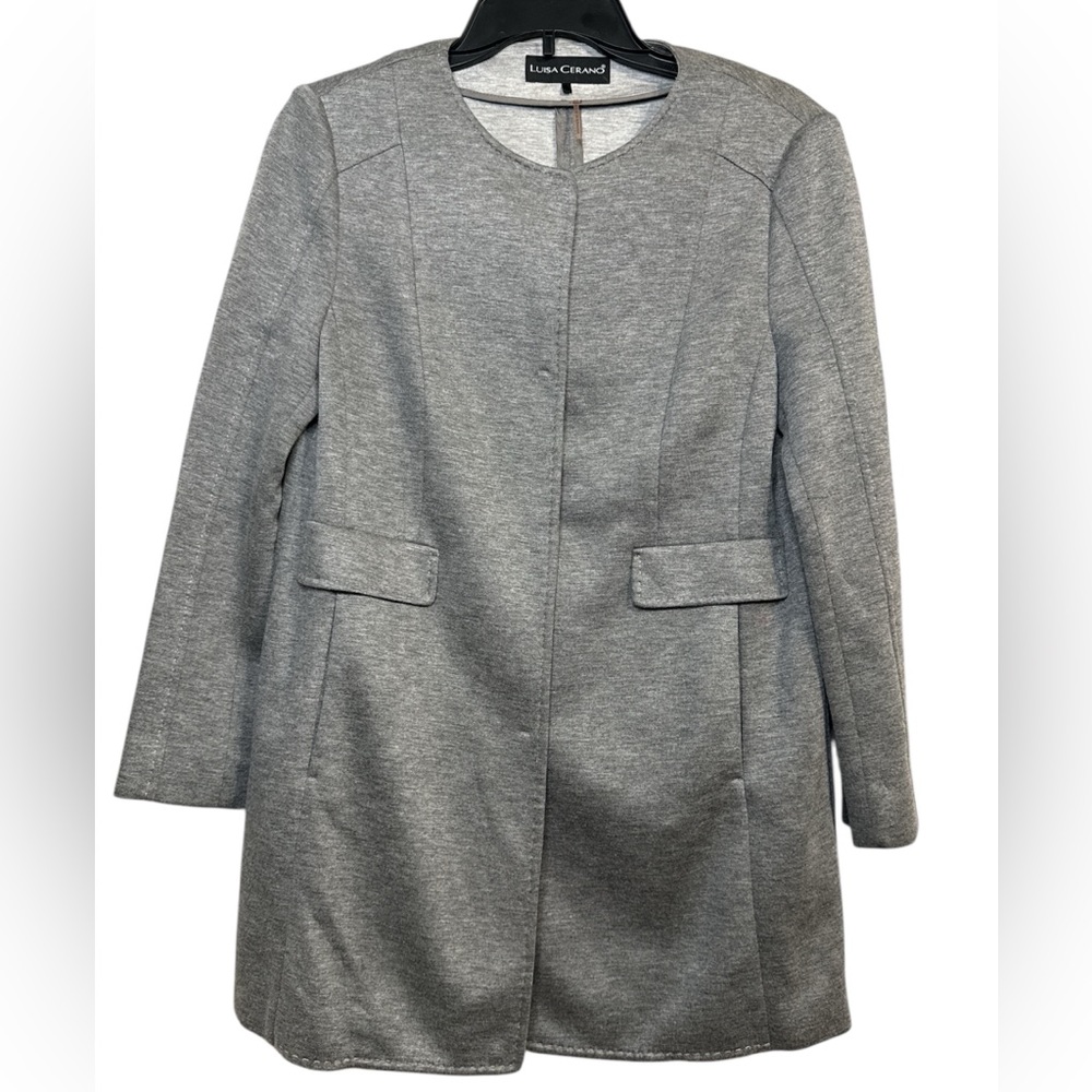 LUISA CERANO Gray Jacket Snap Buttons with Pockets Size 8